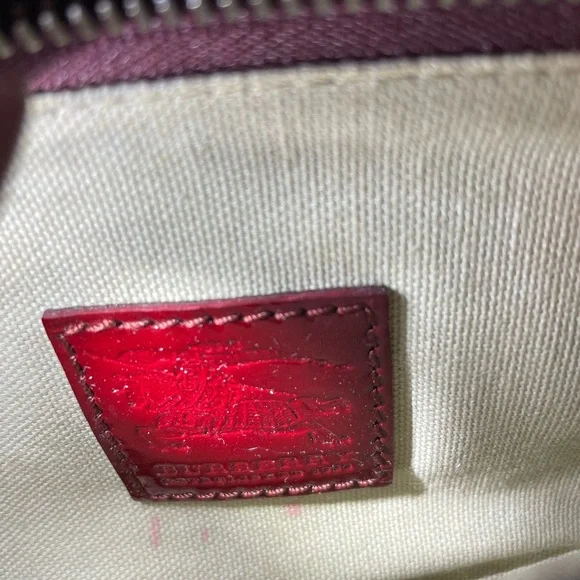Burberry Burgundy and Cream Heart Shoulder Bag - Picture 5 of 7